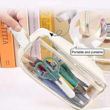 Estuche para lápices de Gran Capacidad, Estuche de Soporte para Juguete pequeño con Gran Capacidad, Neceser de Maquillaje Transparente para Cables de Datos, Accesorios, Tarjetas, cosméticos (lechoso) - como en la foto - Ver 5