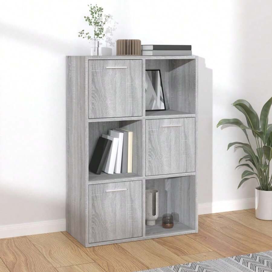 vidaXL Armario de almacenamiento Sonoma gris 60x29,5x90 cm - Gris - Ver 1