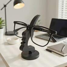 1 Modern Curved Eyeglass Frame |   Graceful Side Eyewear Holder, Minimalist Black Design, Protective Eyewear Case, Suitable For Desk Or Nightstand, Perfect For Living Room, Bedroom, Office - 黑色 - 查看 2