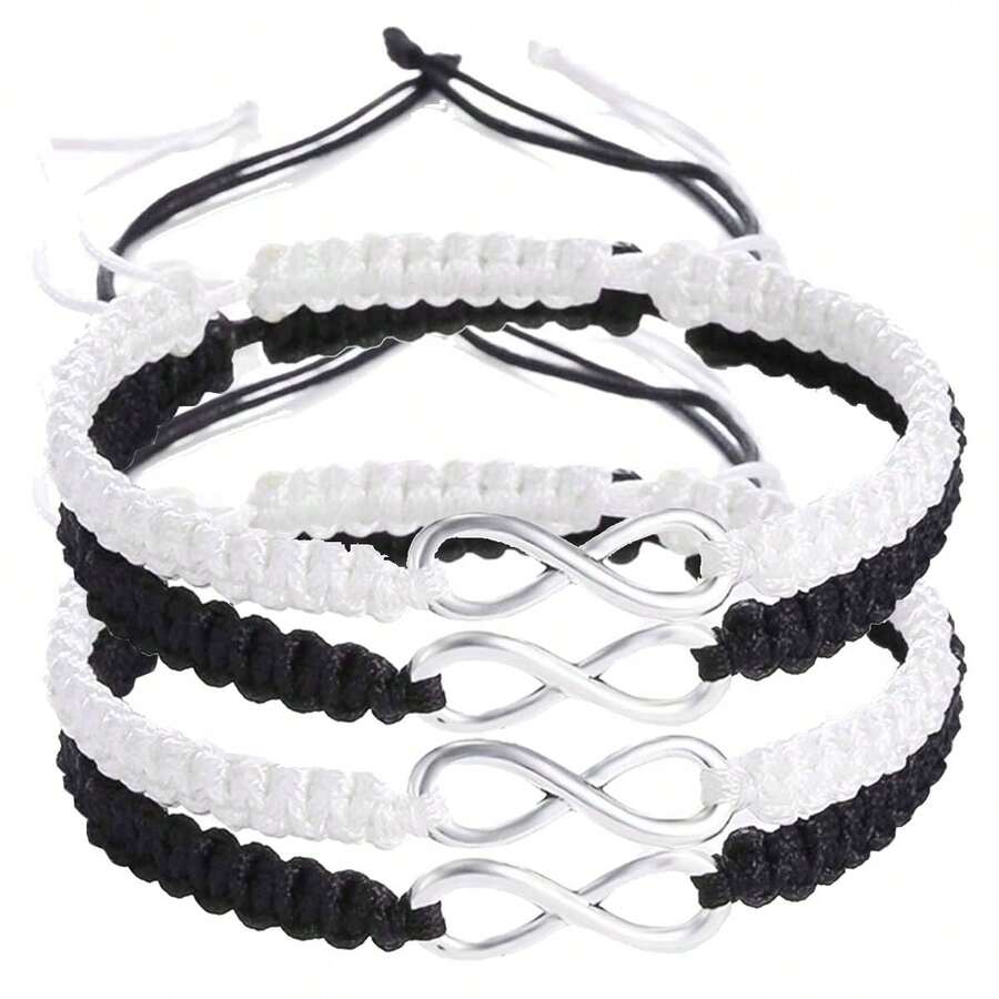 4pcs/Set Handmade Woven Infinity Symbol Figure 8 Bracelets, Unisex Couples & Best Friends Jewelry Gift - Bracelet - View 1