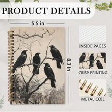 Nvucamd Witchy Black Crow Raven Spiral Notebook, Gothic Halloween Raven Journal Notebook, Dark Academia Raven Journaling Notebooks For Women, Gothic Crow Office Schoolsss Supplies Gifts, 5.5x8.3 In - 烏鴉 - 查看 8