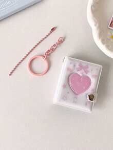 1pc 2-Inch Heart-Shaped Mini Photo Album Keychain, Fits 32 Photos, Hollow Heart Cover Design, Suitable For Fans To Carry Around - Multicolor - View 11