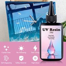 QIAO 焦牌UV树脂套装（含灯） - 100克晶莹剔透硬质树脂，快速固化UV胶水，适用于手工制作、模具首饰制作、DIY工艺品（适合初学者） - 彩色 - 查看 7