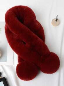 1条纯色仿毛皮围巾，蓬松加厚毛球围脖，适合日常及户外佩戴，秋冬季节适用。 - 彩色 - 查看 11