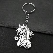 1pc New Stylish Hollow Horse Head Key Chain, Stainless Steel Keyring, Creative Personalized Accessory - Multicolor - View 7