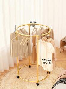 1pc Easy Assembly Clothes Rack With Wheels, Rotatable Vertical Bar Garment Hanger Stand For Bedroom, Home, Balcony, Movable Rolling Clothes Drying Rack - Multicolor - View 7