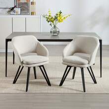 WAHSON OFFICE CHAIRS 2PCS Sillas Comedor Lino Sillas Acento Respaldo Cocina,Gris - Caqui - Ver 2