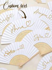 Personalized Folding Fan, Bridesmaid Gift, Wedding Fan, Guest Fan, Baby Shower Gift, Birthday Gift, Commemorative Gift - Multicolor - View 2