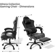 Collection Gaming Chair, Ergonomic Gaming Chair With Footrest & Headrest Lumbar Support, Height Adjustable Swivel Computer Chair Office Chair Adults(Carbon Fiber Black) - màu đen - Xem 3