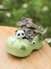 ROOGO Garden Decorations, Resin Cute Perforated Shoes, Flower Pots - 青檸色 - 查看 5