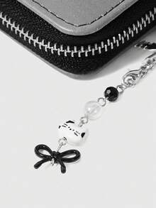 Gothic Gray Background Black Cat Bow Design Cute & Versatile Card Holder Wallet For Women Wallet Mini Wallet Purse Wallet Small Wallet Cute Wallet Cute Stuff Money Wallet - Multicolor - View 3