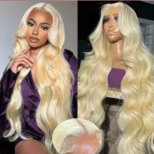 13x6/13x4 HD Clear Lace Front Wig, Human Blended Hair Natural Wavy Curls, 30 Inches - 200% High Density Pre-Plucked No-Glue Front Wig With Baby Hair, 613 No Adhesive Required, Easy To Install - S/613 - View 5