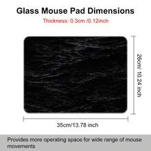 黑色水波纹硬质玻璃鼠标垫，专为游戏设计，操控流畅，经久耐用，3毫米厚度，防刮纳米涂层，工程水晶玻璃材质，提升精准度和速度，零摩擦。