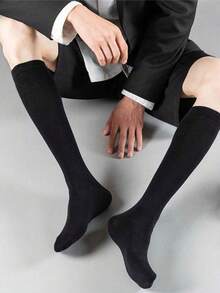 6双装男士长筒袜，秋冬季中筒商务黑色长袜，高筒袜，优质面料，防臭，舒适保暖