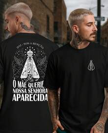 Religious T-Shirt Our Lady Of Aparecida Virgin Mary Mother Patron Saint Catholic Immaculate - 黑色 - 查看 1