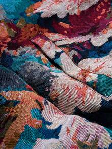 Áo khoác nam in hoa, kiểu dáng retro đường phố, dáng rộng, có khóa kéo, thích hợp mặc thường ngày, gió nhẹ. - Màu xanh lam - Xem 5