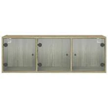 vidaXL Armoire murale avec portes et verre chêne sonoma 102x37x35 cm - Tabac - Voir 6