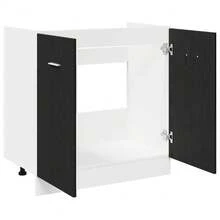 vidaXL Meuble Bas d'Évier Chêne Noir 80x46x81,5 cm Bois Ingénieré - Noir - Voir 5