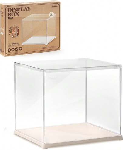  Robotime Acrylic Display Case - Transparent Dust Cover, Suitable For Miniature Houses And 3D Puzzle Models, Dimensions: 28.7 X 23.6 X 24.4 Cm, Stackable Design