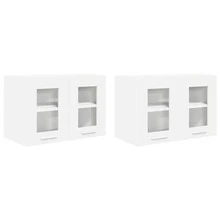 vidaXL Armoire suspendue 2 pcs Blanc 60 x 31 x 40 cm Bois d'ingénierie - Blanc - Voir 2