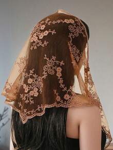 1件装女士刺绣花卉三角围巾，百搭纯色披肩，时尚轻盈祈祷头巾，适合日常佩戴 - 彩色 - 查看 14