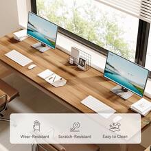 LITTLE TREE 78.7 Inch Extra Long 2 Person Computer Desk - Double Long Workspace For Home Office - Brown - View 6