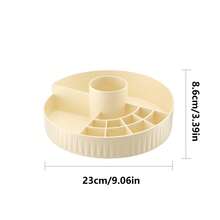1PC Round Divided Storage Box, 360° Rotating Cosmetic Organizer Tray, 9.06"X3.39" Beauty Display Stand Suitable For Multiple Settings Including Home, Study, Vanity, And Sink Area - Multicolor - View 2