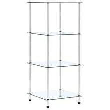 vidaXL 4-stufiges Regal, transparent, 40 x 40 x 100 cm, gehärtetes Glas - Weiss - Übersicht 1