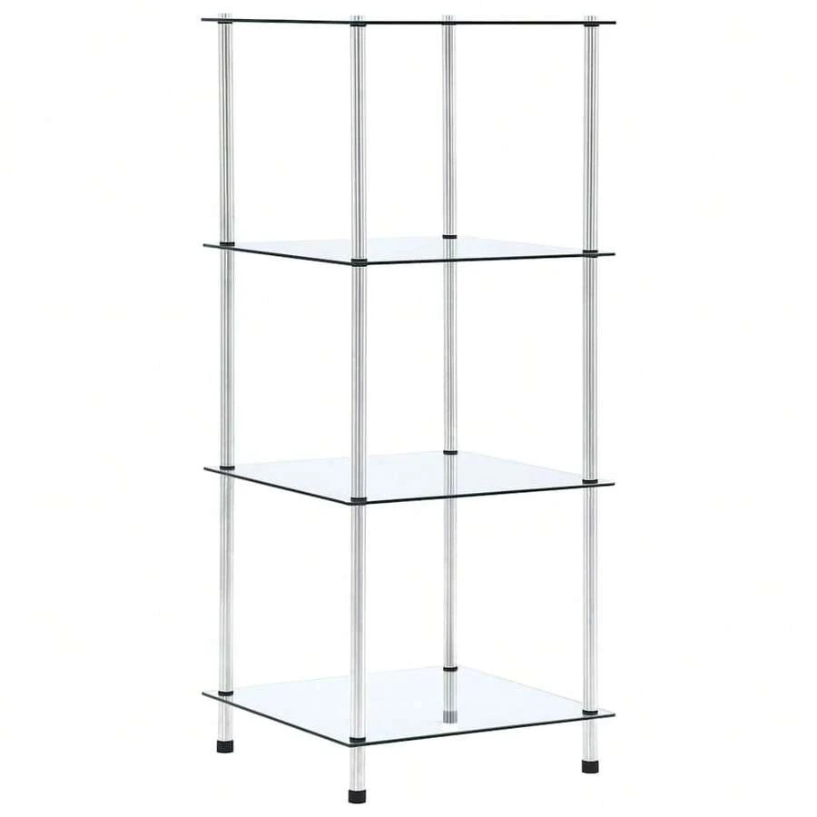 vidaXL 4-stufiges Regal, transparent, 40 x 40 x 100 cm, gehärtetes Glas - Weiss - Übersicht 1