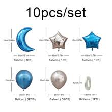 一套10个开斋节月亮星星漂浮气球装饰套装，派对背景墙装饰 - 彩色 - 查看 7