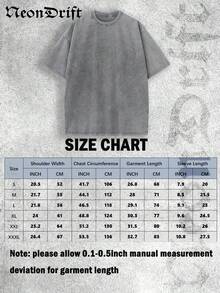 Y2K, Cool,UFO,Outdoor Sport,Modern Streets,Fashionable Pure Cotton Vintage Washed Men's T-Shirt, A Surprise Gift For Family And Friends, With Drooping Shoulder Sleeves And Round Neck,High-Quality Batik Cotton Retro Fashion Brand T-Shirt,A Certain Thickness Suitable For Summer T-Shirts, Holiday Gifts. - 灰色 - 查看 5