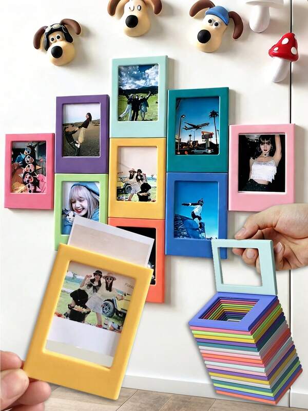 5/10/20pcs Magnetic Refrigerator Photo Frames, 3 Inch Colorful Magnetic Photo Frame Album Suitable For Mini Film