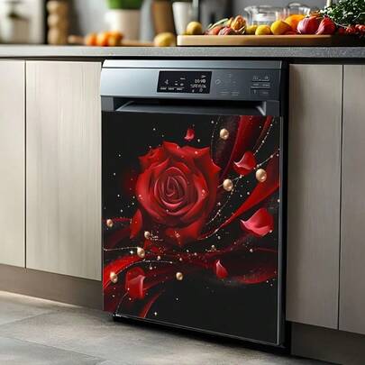 1pc Rustic Vinyl Dishwasher & Refrigerator Magnet - Waterproof And Heat-Resistant Appliance Sticker, Wood Grain Sticker Suitable For Dishwashers And Microwaves - Easy To Clean, No Power Required