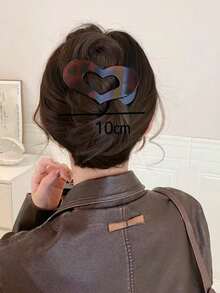 Set de 2/1 pinza para el cabello con estampado de leopardo en forma de corazón, no irritante para el cuero cabelludo, accesorios para el cabello de alta gama para mujeres, con gran esponjosidad, pinzas de disco planas, pinzas para la nuca - Multicolor - Ver 2