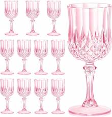 AGH 12/24/48 Pack 7oz Plastic Wine Drinking Glasses, Pink Plastic Vintage Champagne Vintage Wine Glasses, Unbreakable Goblets For Parties Wedding, Party, Red Wine Glass, Bars, Restaurants - Hồng - Xem 10