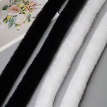 Cinta de tela con ribete de piel sintética negra y blanca de 3cm/4.5cm, tiras artificiales esponjosas de conejo, encaje para manualidades, costura, adornos, suministros DIY, para sombreros, zapatos, ropa de vacaciones, decoración de árboles de Navidad - M - Ver 1