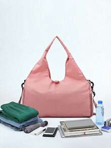 1pc Unisex Fitness/Travel Duffel Bag With Shoe Compartment, Suitable For Swimming, Basketball And Other Sports, Large Capacity Yoga/Gym Bag For Women, Durable Polyester Material, Zipper Closure, Hand Wash Recommended, Sports Accessories