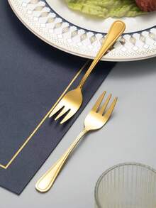 5/20/30pcs Stainless Steel Flatware Set, Smooth Line Handle Design, Suitable For Home Kitchen, Restaurant, Hotel, Wedding, Party, Holiday - Gold - View 8