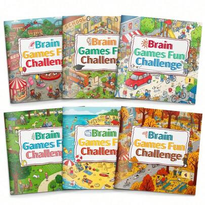 Brain Games Fun Challenge Activity Books, Logic Puzzles And Thinking Games, Maze, Spot-The-Difference And Visual Challenges, Rich Themed Pages With Colorful Illustrations, Boost Focus And Problem-Solving
