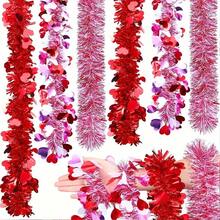 3/1pc Valentine's Day Wire Wreath, Red Heart-Shaped Wire Wreath Decoration, Red And White Twisted Wire Wreath, Valentine's Day 6.56 Ft Heart-Shaped Wire Wreath, Suitable For Wedding Parties, Home, And Everyday Decorations. - Multicolor - View 2