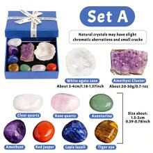 10pcs/Set Natural Crystal Chakra Set Amethyst Cluster Agate Cave Selenite - Crystal Furniture Decoration Gift Set For Christmas Thanksgivi - Chakra Set - View 10