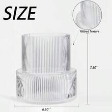 Ribbed Glass Vase, Flower Vase, Fluted Vases Flowers, Modern Vases Living Room, Dining Table, Entryway, Shelf, Wedding, Office, Coffee Table, Birthday, 5 Inches - 清晰+大 - View 9