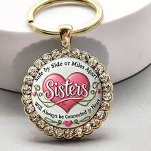 Retro Hip-Hop Heart Letter Alloy Glass Round Keychain For Men, Collectible Toy Small Gift Backpack Pendant - Multicolor - View 6