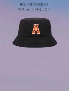 1顶儿童男女通用个性化26字母渔夫帽，时尚户外遮阳帽，适合春、夏、秋、冬日常佩戴，是生日、节日礼物和游戏活动的理想之选。 - 黑色 - 查看 6