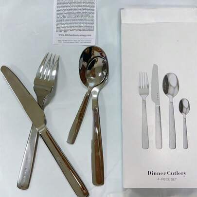 4-Piece Latest Italian Western-Style Knife Set, Made Of 316 Stainless Steel, High-End European-Style Steak And Salad Knife And Fork Set, Dessert Spoon, Soup Spoon, And 4-Piece Knife And Fork Set.