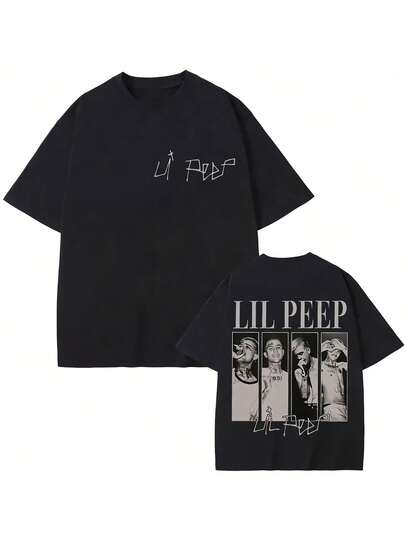 1PC Lil Graphic Women's Tshirts Plus Size Short Sleeve Oversized Tee Shirt Black