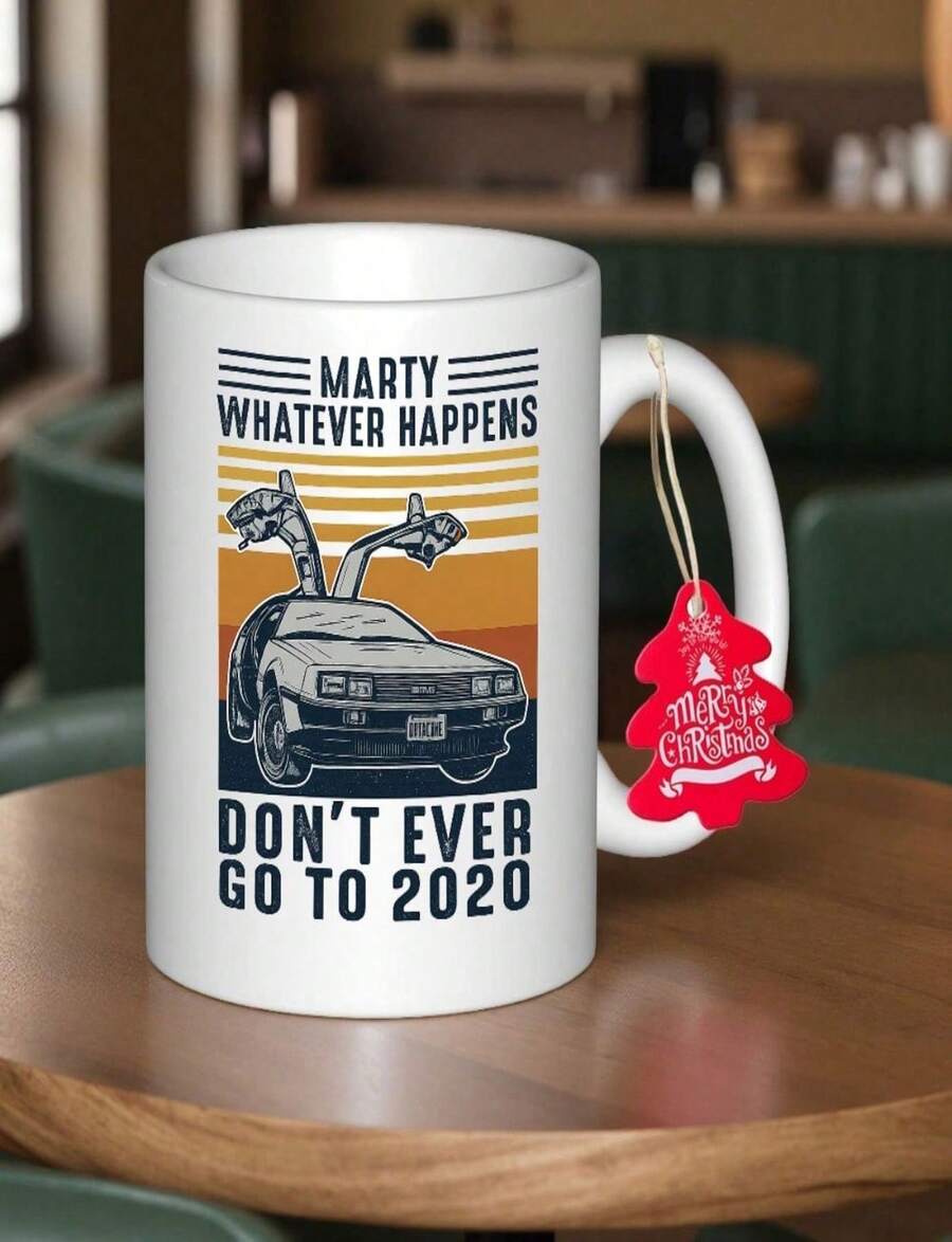 1 pieza Taza de café de Marty McFly - Taza cerámica reutilizable con el diseño "Whatever Happens, Don't Ever Go To 2020". Es un regalo personalizado lavable y adecuado tanto para hombres como para mujeres. Es muy apropiado para regalar en el Día de S - Blanco - Ver 1