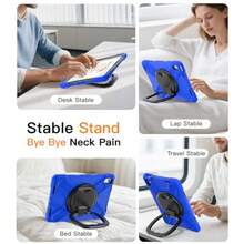 MX  BATYUE Case For IPad A16 11th/10th Gen 11''/10.9'' 2025/2022 - Heavy Duty Shockproof Cover With 360° Rotating And 180° Folding Stand Screen Protector Shoulder Strap And Pencil Holder Blue - A10環形支架藍色 - 查看 6