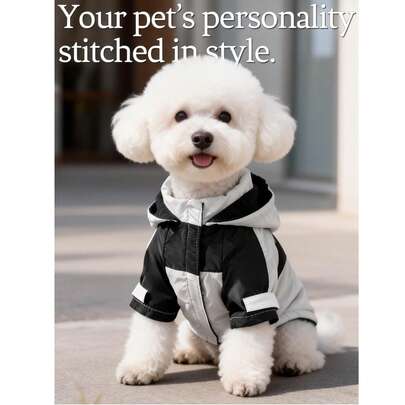 Áo khoác gió thời trang thường ngày cho chó cưng, thiết kế tối giản phối màu, có mũ, tay dài, phù hợp cho chó Teddy, Poodle và các giống chó nhỏ, mùa xuân/thu/đông.