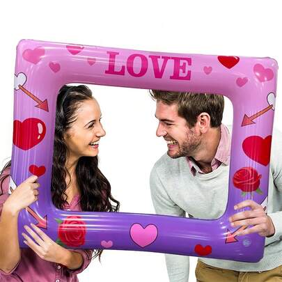 1 pieza Marco de fotos inflable con forma de corazón de PVC, decoración para fiestas/bodas, regalo